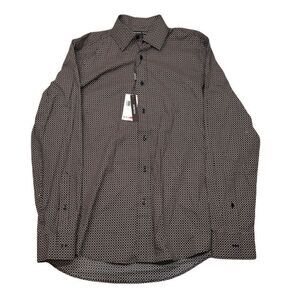 Michael‎ Kors Geometric Print Shirt Mens Small Black Multi Stretchn Classic Fit